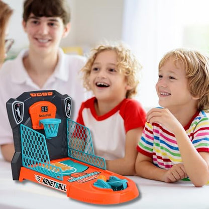 Tabletop Basketball Game – Compact Mini Desktop Arcade, Moving Target Indoor Desk Game with Electronic Scoring, Lights & Sound, Skill-Building Game for Kids Ages 3+