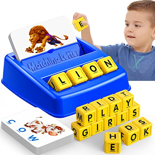 Learning Games for Kids Ages 3-8, Matching Letter Game for Kids Toys Ages 3-8 Educational Toys for 3-8 Year Olds Boys Girls Birthday Party Easter Gifts for 3-8 Year Olds Boys Girls Blue - color: Blue
