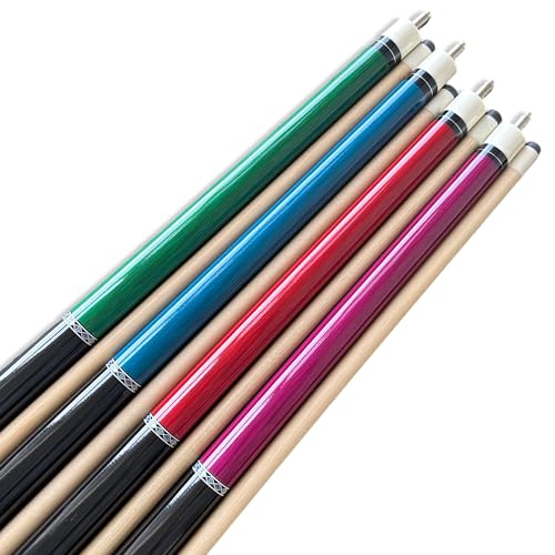 Pool Cue Set of 4 Pool Cue Stick (18oz-21oz), 13mm Tip, 58", Hardwood Billiard, Professional Billiard Pool Cue Stick