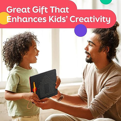 AYNAT FUN Magnetic Drawing Board for Toddlers & Kids - Toddler Doodle & Sketch Toys, Includes Magnet Stylus Pen and Beads for Girls & Boys, Travel & Car Ride Activities - size: Square Black
