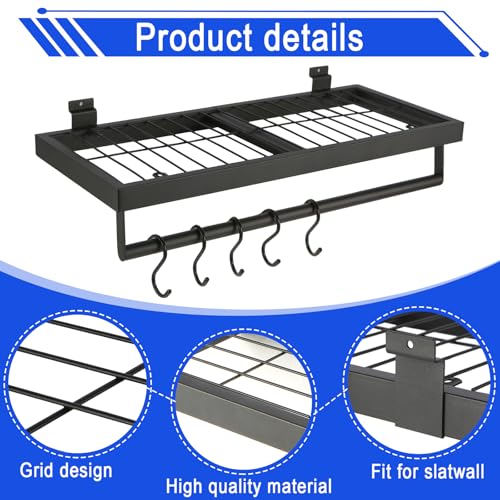 Slatwall Shelves, Slatwall Shelf, Slat Wall Accessories, Heavy Duty Storage Shelves, for Garage, Home,Retail Storage,110 lbs Load Capacity (2-Pack, Black)