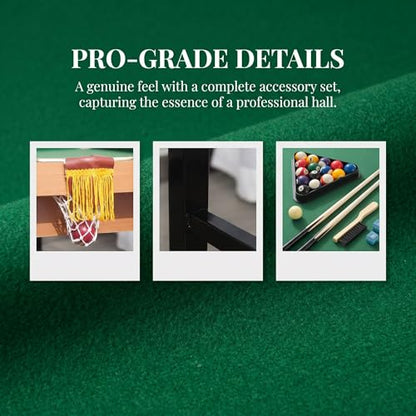 55" Portable Billiards Table with All Accessories, Foldable Pool Game Table for Whole Family Number Use with Cues, Ball, Rack, Chalk - Green - size: 55''-Foldable Pool Table Green