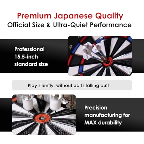 DARTSLIVE Home Electronic Dartboard, Bluetooth Compatible with Online Play, for Soft Tip Darts, 15.5 Inch Diameter Regulation Size Dartboard for Indoor Play, Black