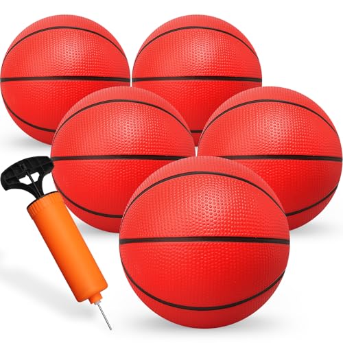 6" Mini Basketball for Kids & Adults, Indoor Basketball for Over-Door Hoop, Toddler Balls Arcade Game 5 Pack - color: Red