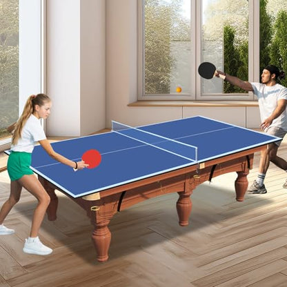 7/8/9ft Mid-Size Ping Pong Conversion Top with Net Set for Billiard and Pool Tables - Regulation Top Converts Billiards into Ping Pong Table Blue/Green/Black - color: Blue, size: 9 FT