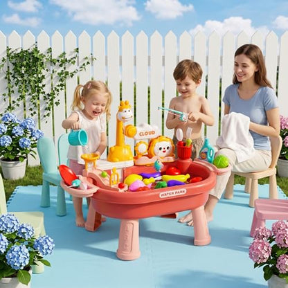 Toy Sink with Running Water, Toddler Water Table Play Sink with Detachable Legs, 180° Rotating Faucet & Multi-Play Modes.. - color: Style 1
