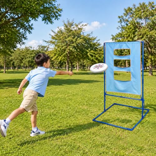 Disc Toss Game, Outdoor for Beach Adults, Portable Metal Frame for Tailgate Family Entertainment - style: 2 soft frisbees (18CM) + targe