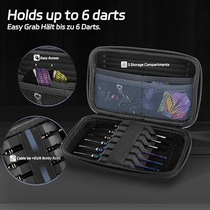 CyeeLife Pro Steel Tip Darts Set – 20g Brass Darts Gift Set with Dart Case | Includes 6 Aluminum Shafts, 12 Flights, 20 O-Rings, 2 Protectors, Sharpener & Tools for Beginners or Professionals