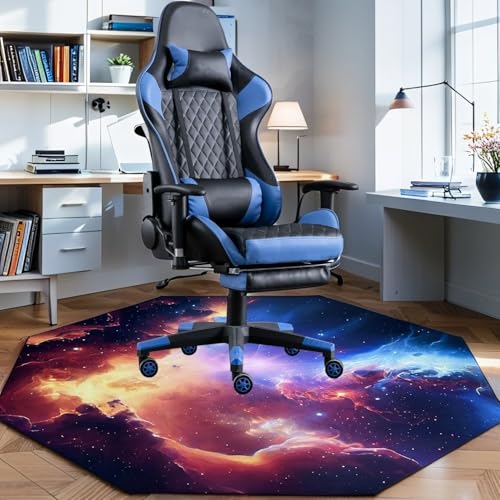 USTIDE Large Computer Gaming Chair Mat Nonslip Rubber Desk Chair Mat Noise Reducing Office Gaming Floor Mat - color: Starry Sky
