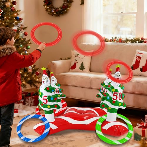 3 Pack Easter Inflatable Easter Games Set, 18 Pieces Inflatable Reindeer Antler Ring Toss Party Game for Kids Adults Family, Indoor Outdoor Ring Toss Toys Gifts Easter Party Favors Carnival Games - style: style 1