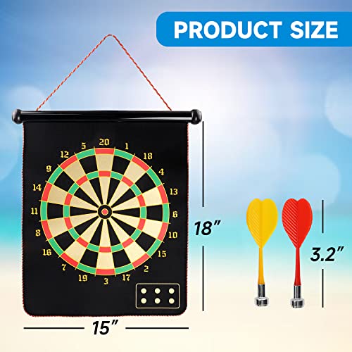 GSE Games & Sports Expert Double-Sided Magnetic Dart Board for Indoor/Outdoor. Magnetic Baseball/Dartboard Game Set with 6 Safe Darts
