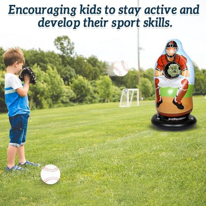 Inflatable Baseball Pitching Target Game for Adults Fun Training Toss Game with Mini Baseballs Sports Pool Floats Water Games for Beach Indoor Outdoor Activities Yard Family Birthday Party Favor