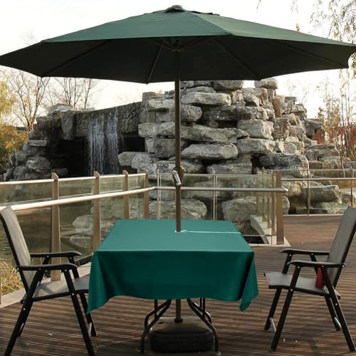 Melaluxe Spring/Summer Wrinkle-Free Waterproof Outdoor Tablecloth with Umbrella Hole and Zipper,60-Inch-by-84 Rectangle, Dark Green, Seats 6 to 8 People - color: Dark Green, size: 60" x 84" (Rectangular)