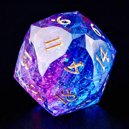 Multifaceted Resin DND Dice Set 7 PCS – Transparent Polyhedral Role Playing Dice for Dungeons & Dragons, Pathfinder, RPG and Tabletop Games(Blue Purple) - color: Multifaceted -Blue Purple