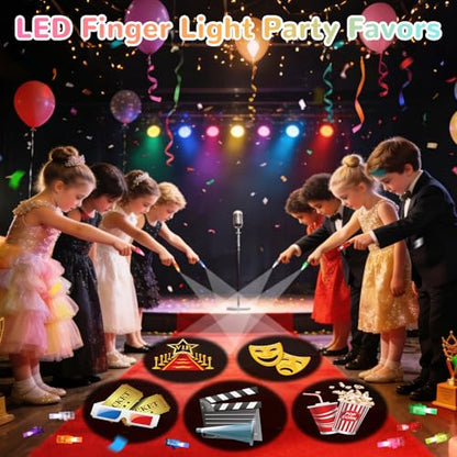 36 Pack Movie Night Party Favors LED Finger Lights, Glow in the Dark Light up Toys Supplies for Kids Birthday Party Goodie Bag Stuffer Classroom Prize Gifts - style: Movie Night