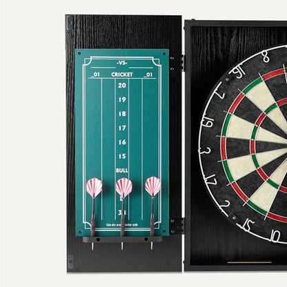 Amazon Basics Dartboard Cabinet Set, Dart Board for Adults, Regulation Size, Black