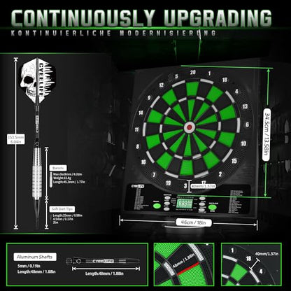 CyeeLife Electronic Dart Board,Soft Tip Dartboard Set,Digital Electric Dart Boards with LED,12 Darts 24 Flights 50 Tips 2 Flight Protectors Power Adapter - color: Electronic DartBoard + Dart Set + Throw Line