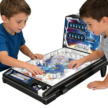 Table Top Pinball Machine, Interactive Arcade Game for Family Fun - with Lights Sounds, Electronic Desktop Ball Shooting Toy, Ideal Gift for Kids Adults Birthday Christmas