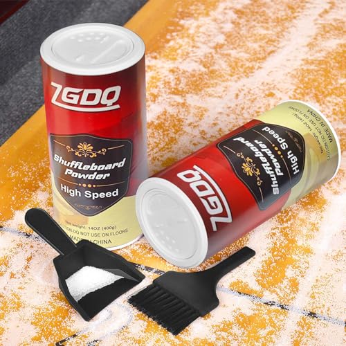 Shuffleboard Sand Wax,High Speed Shuffleboard Powder Set,2 Cans Shuffleboard Salt Set with Mini Brush - style: 400G*2cans