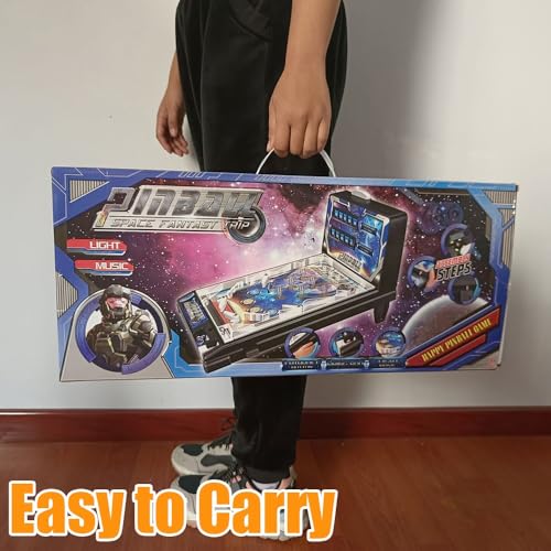 Electronic Tabletop Pinball Game Retro Arcade Pinball Machine with Lights Sounds and Scoreboard Portable Desktop Ball Shooting Toy for Kids