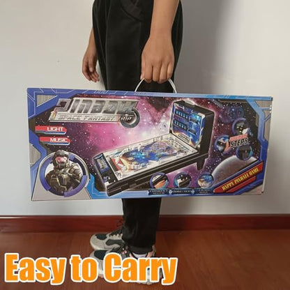 Electronic Tabletop Pinball Game Retro Arcade Pinball Machine with Lights Sounds and Scoreboard Portable Desktop Ball Shooting Toy for Kids