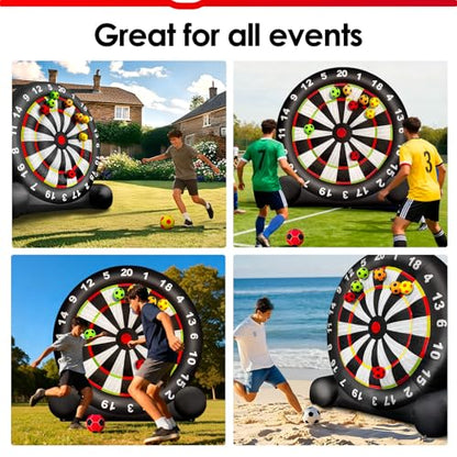 Inflatable Soccer Dart Board Giant Outdoor Soccer Dart Board with UL Blower, Portable Blow Up Games for Gym Camp Yard Sport Game(Black)