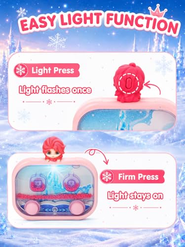 Handheld Water Game with Light – Water Ball Target Toy for Kids Ages 3+, Retro Fidget, Screen-Free Car Travel Game, Road Trip, Airplane, Portable Autism Gift - color: Frozen