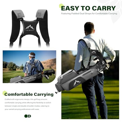 uniHimal Lightweight Par 3 Golf Bag - Small Golf Stand Bag with Dual Shoulder Straps, Cooler Pocket, Dust Cover, Pitch and Putt Bag for Driving Range - color: Grey