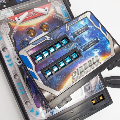 Mini Pinball Machine - Tabletop Pinball Game for Adults, Home Arcade with Light, Desktop Ball Shooting Toy - Pinball Gifts (Plug-in Version)