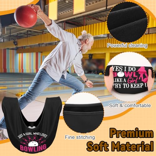 Hahafelt 3 Pcs Bowling Ball Polisher Gifts Microfiber Bowling Seesaw Bag with 10'' x 8'' Bowling Towel Shammy Pad Bowling Accessories for Bowlers Women Bowling Lovers - style: Girls