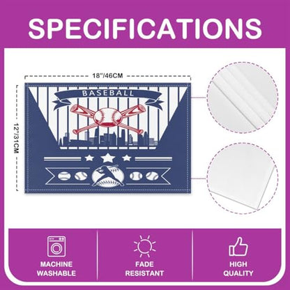 Erosebridal Baseball City Table Mats Sports Player Place Mats Set of 4,Baseball City Place Mat,Los Angeles Placemats, Wipeable Oil Proof - color: Blue, Los Angeles