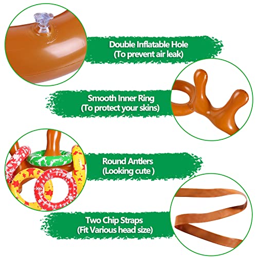 MGparty Christmas Inflatable Reindeer Antler Toss Games Xmas Ring Toss Game for Kids Teens Adults Indoor Outdoor Family Holiday Party Gifts - color: Brown-2 Pack