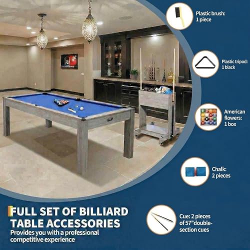 7 FT Pool Table, Complete Set - color: Blue