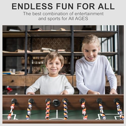RAYKEEP 58" Foosball Table, Competition Soccer Table Game w/ 2 Balls for Adult Youth, Heavy-Duty Arcade Table Soccer for Home, Game Room - color: WoodGrain