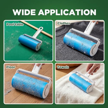 2 Pcs Billiards Table Dust Remover, Large 6.3 x 6.3 x 3.1 Inch Washable Roller Cleaner, Reusable Pool Table Cleaner Sticky Lint Roller for Pool, Billiards, Gaming Accessories, Felt Safe