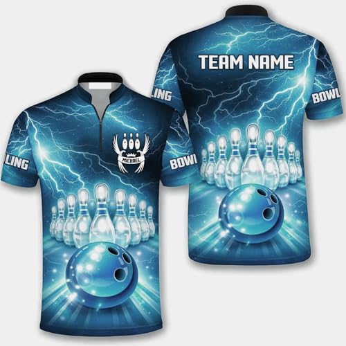 GABITA Personalized Bowling Jerseys for Men, Custom Bowling Polo Shirt, Bowling Shirts Gift for Bowler Team Player - color: A56