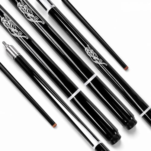 57 Inch Pool Cue Stick - 13mm Fiber Ferrule Tip, Maple Birch Wood Billiard Cue with Chalk & Glove | Explosion-Proof Joint for Home, Bar, Billiard Hall - style: Single leopard pattern carbon rod