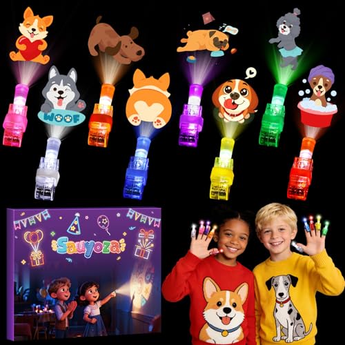 36 Pack Puppy Party Favors LED Finger Lights, Glow in the Dark Dog Birthday Party Supplies, Goodie Bag Stuffers Classroom Treasure Box Prizes for Kids - style: Dog