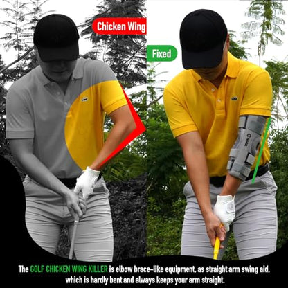 GAIARENA Golf Training Aid Straight Arm Elbow Brace Swing Trainer, Straight Away Swing Trainer Aid to Eliminate Chicken Wing Swing Golf Accessories Practice Equipment Gifts for Men Women Beginner - color: Gray