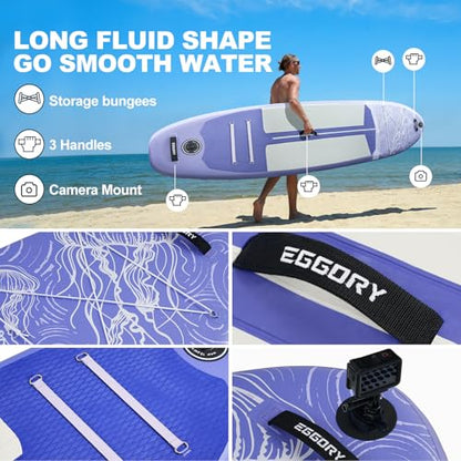Inflatable Paddle Board,Stand Up Paddle Board Set, Extra Wide SUP Board with Removable Fin, Floating Paddle, Hand Pump, Waterproof Phone Pouch,Traveling Board - color: JF purple