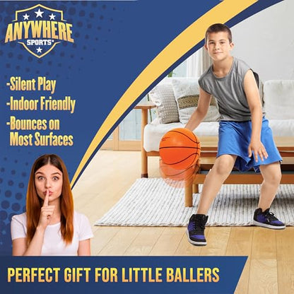 Anywhere Sports Silent Basketball & Hoop Set – Over-The-Door, Quiet Play for Kids, Easy Clip-On Mount, Includes 6-Inch Foam Basketball