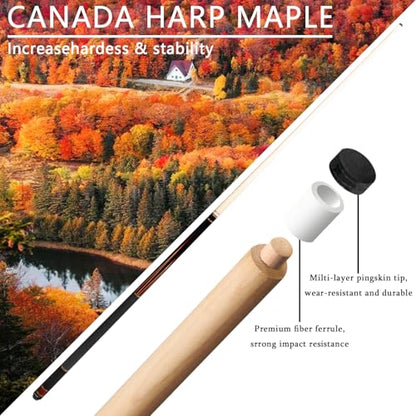 CUEELF Professional Pool Cue Stick – Handmade, Low Deflection | Solid Brass Joint Low Deflection Shaft 12.5mm Pro Tip & Inlay Ring Leather Non-Slip Wrap Precision Balanced - color: CJ-SH-04