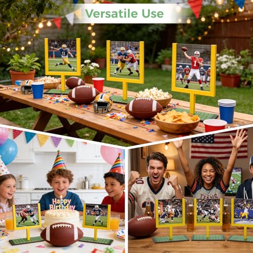 12 Pcs Football Goal Post Table Centerpieces, Wooden Sports Party Decorations with Vivid Yellow Goal Posts, 4.33 x 3.94 in for Game Day Events, Celebrations, Desk Ornaments