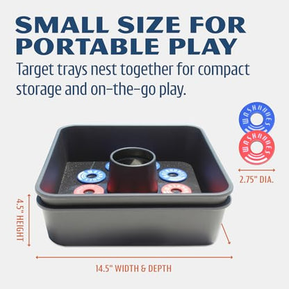 Driveway Games All Weather Washoos Washer Toss Game Set - Portable Outdoor Lawn Games for Adults and Kids, Summer, Camping, Tailgates & Beach – Includes 8 Pitching Rings & Toss Targets