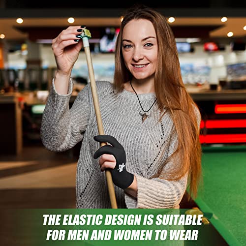 Giegxin 20 Pcs Billiard Pool Gloves Three Fingers Billiard Shooters Gloves Snooker Left and Right Hand Universal Cue Sports Accessories for Women Men - color: Black