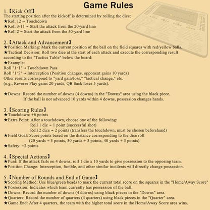 Football Dice Game - Tabletop Wooden Board Game with Scoring Track for Family Fun & Parties, Great Gift for Friends