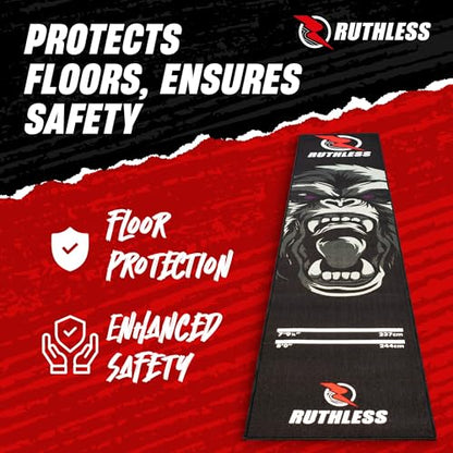 RUTHLESS Darts Mat | Heavy Duty Non Slip Durable Carpet Dart Mat for Floor Black - style: Gorilla