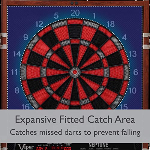 Viper Neptune Electronic Dartboard with Cabinet, 15.5 in Regulation Target, 57 Games, 16 Players, 6 Darts Included, Black