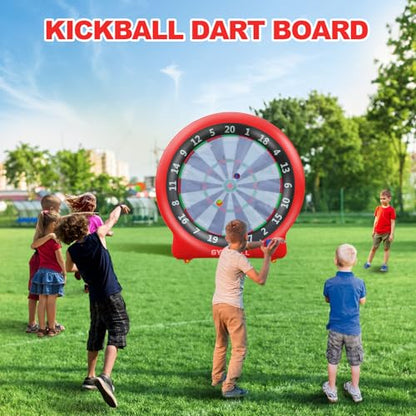 Giant Dart Board Inflatable with Pump, Outdoor and Indoor Soccer Sport Kick Dartboard for Kids and Adults, Waterproof Darts Board Yard Game with 20 Golf Balls, 4 Sticky Balls, 2 Soccers - style: Spirited