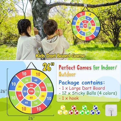 LINAYE Carnival Games Combo Set Outdoor Activities, Field Day Lawn Yard Family Reunion Fall Festival Games Hopper Balls Dart Board for Kids Ring Toss Egg and Spoon for Kids Birthday Party